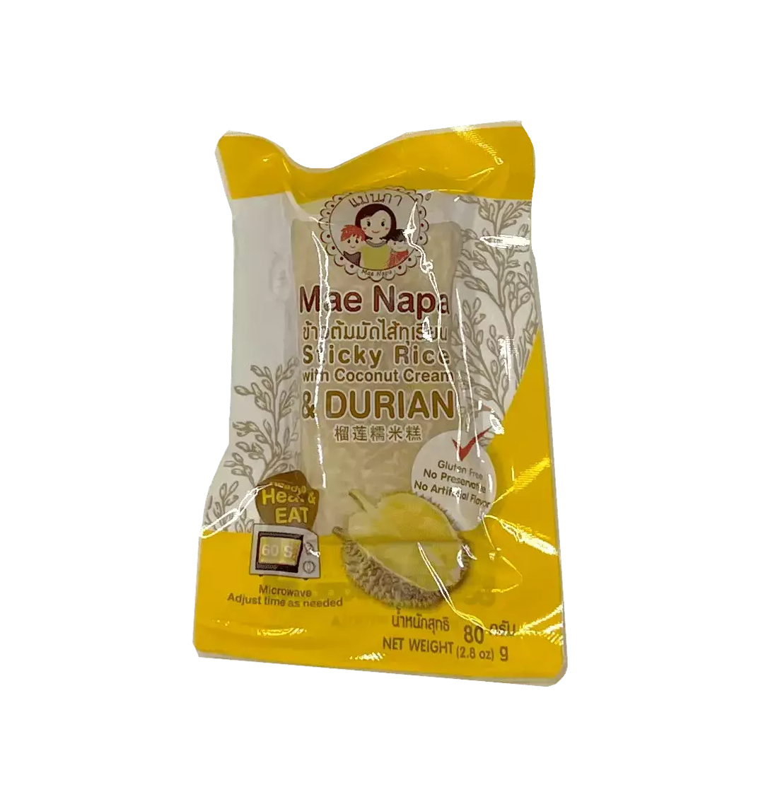 Klibbigt Ris Med Durian Fyllning 80g Mae Napa Thailand