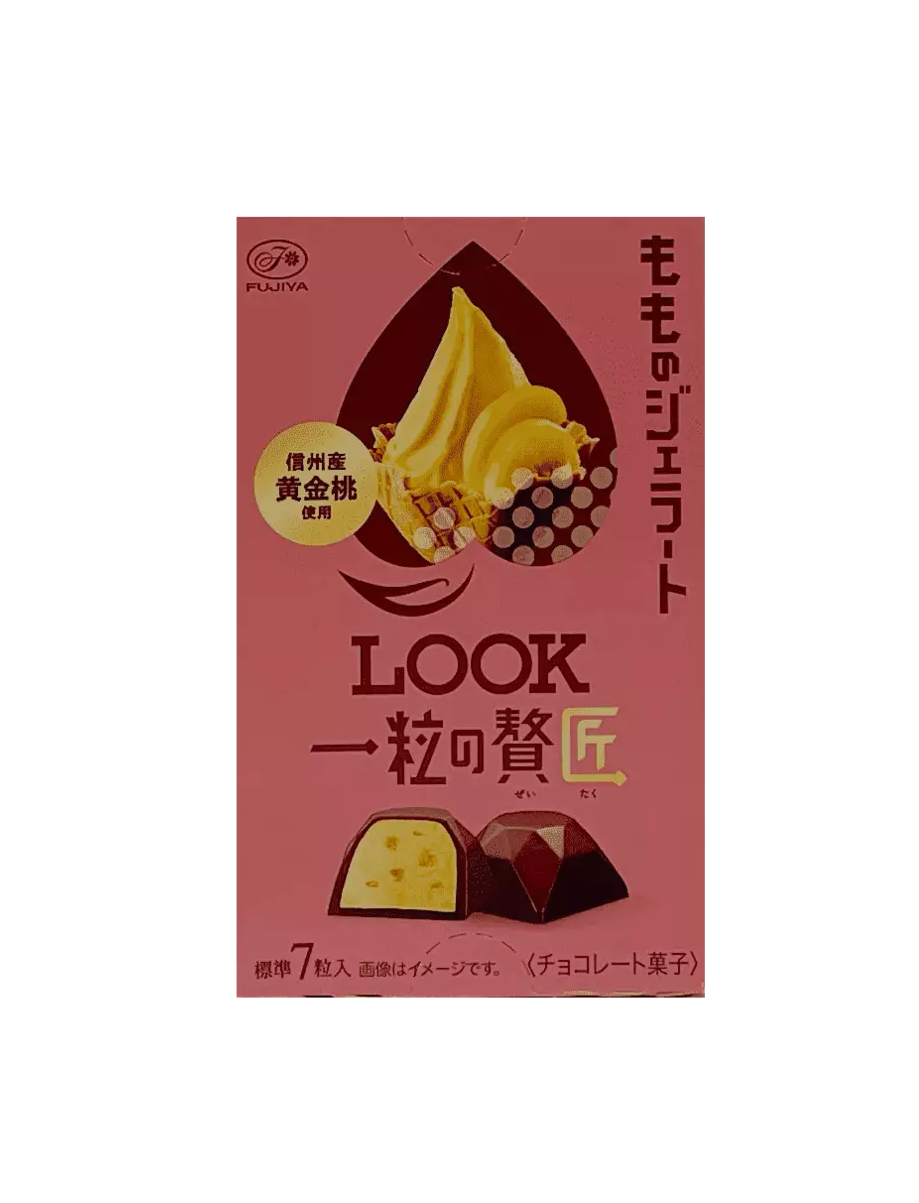 保质期:2023.02.28 LOOK 夹心巧克力 蜜桃味 45g Fujiya Japan