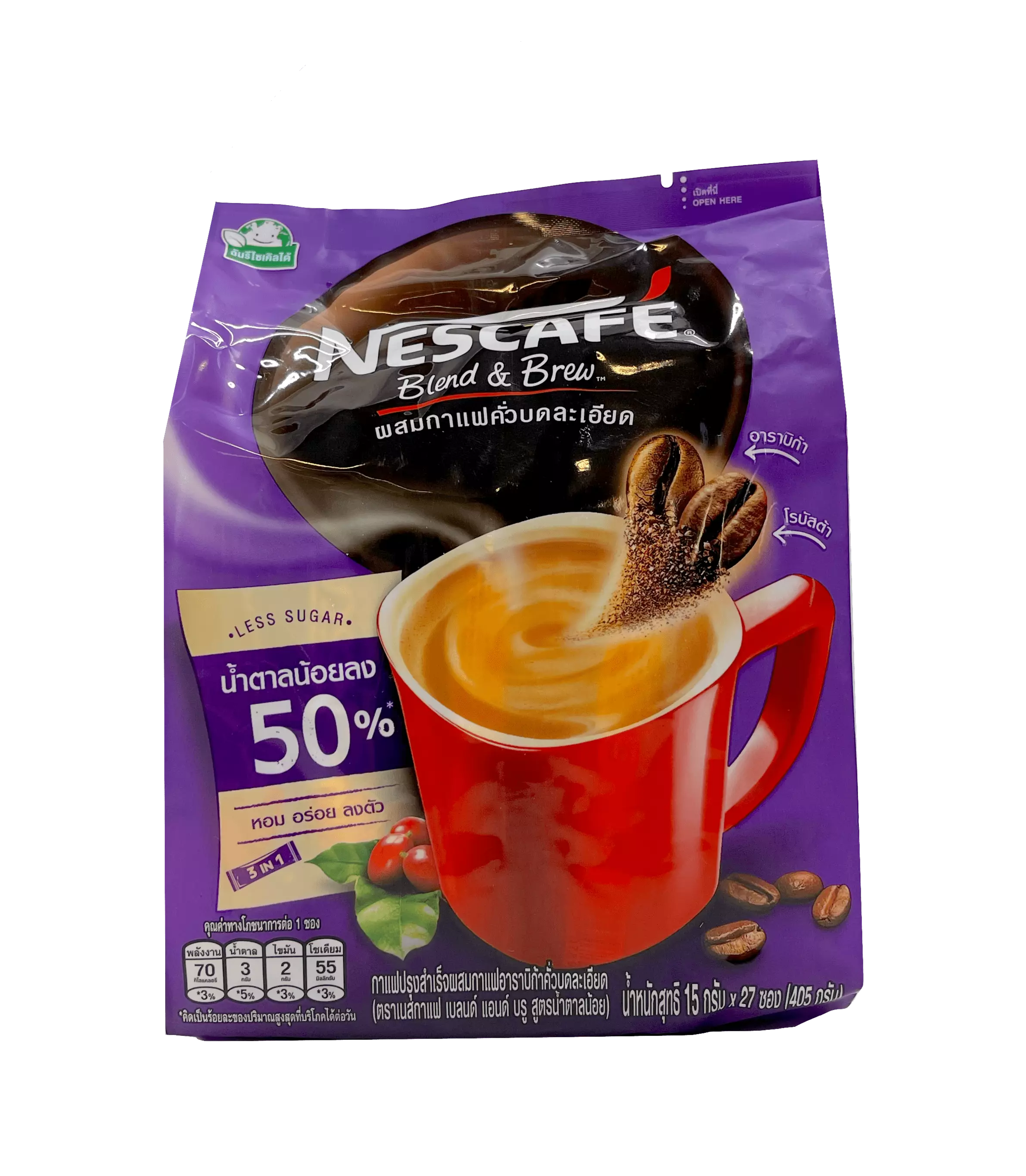 速溶咖啡 3 In 1 低糖 27gx15pcs/包 Nescafé 泰国
