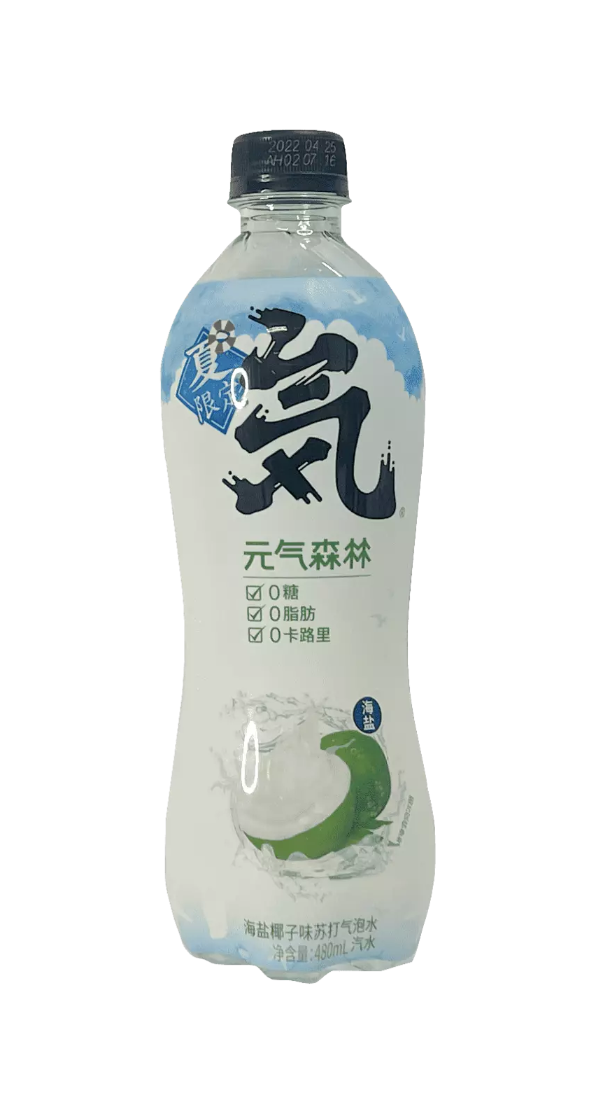 Kolsyrat Vatten Med Kokos/Havssalt Smak 480ml/Flaska Yuan Qi Sen Lin Kina