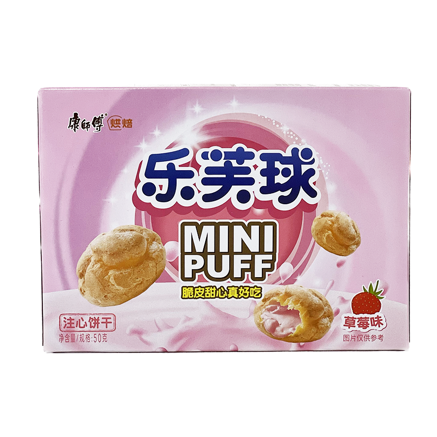 Mini Puff Med Jordgubbar Smak 50g Kang Shi Fu Kina