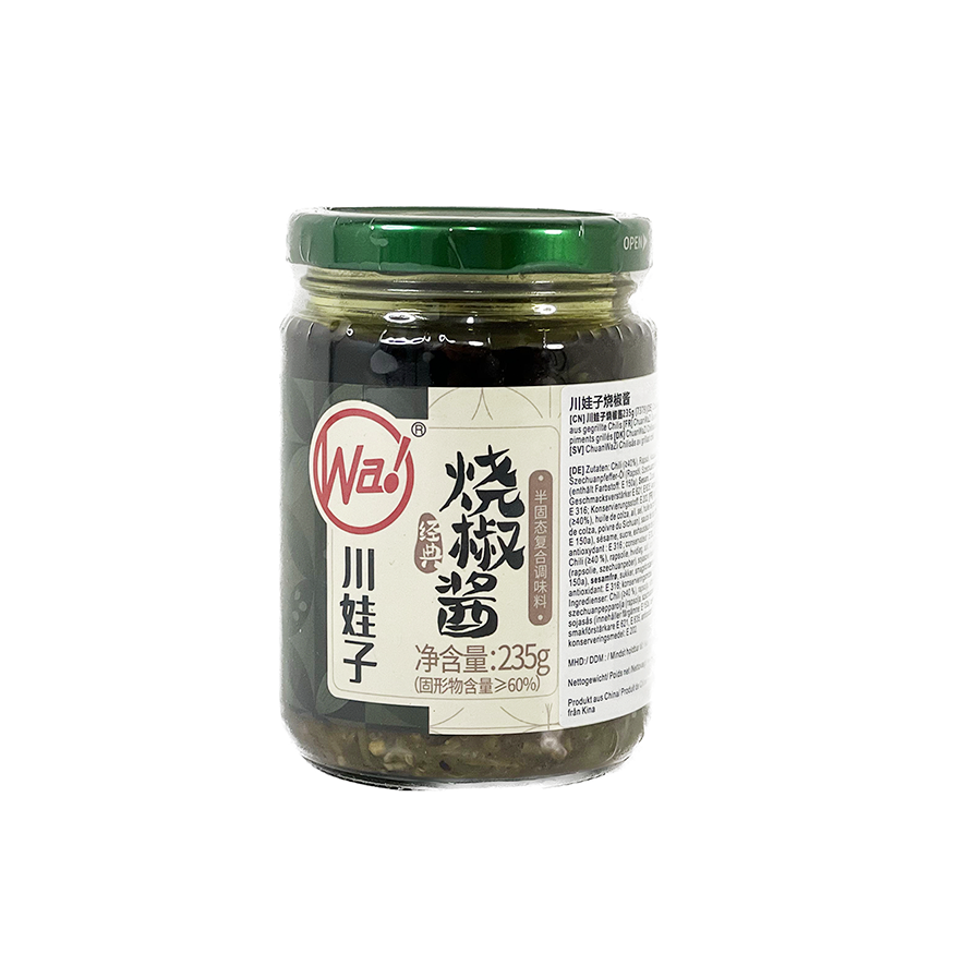 Chilisås 230g grön chili Chuan Wa Zi i Kina