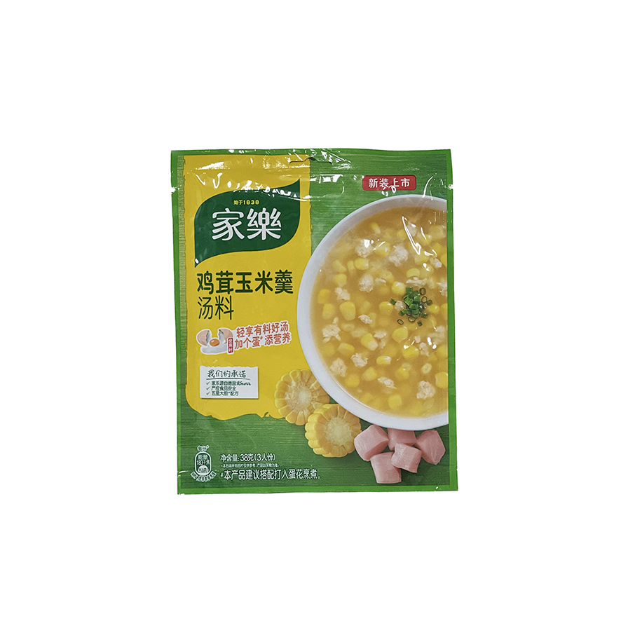 Snabbsoppa Med Kyckling/Majs Smak för 3-4portion 38g/st Jia Le Kina