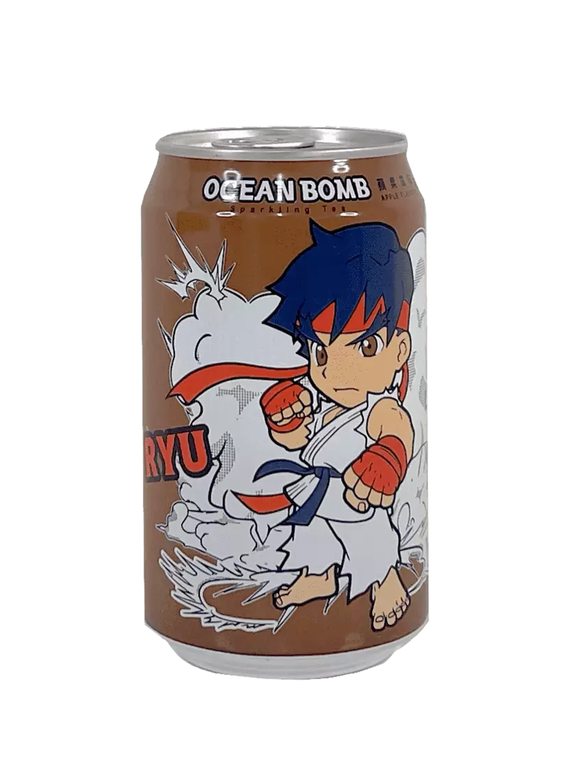 Ocean Bomb Street Fighter Soda With Apple/Black Tea Flavour 330ml China