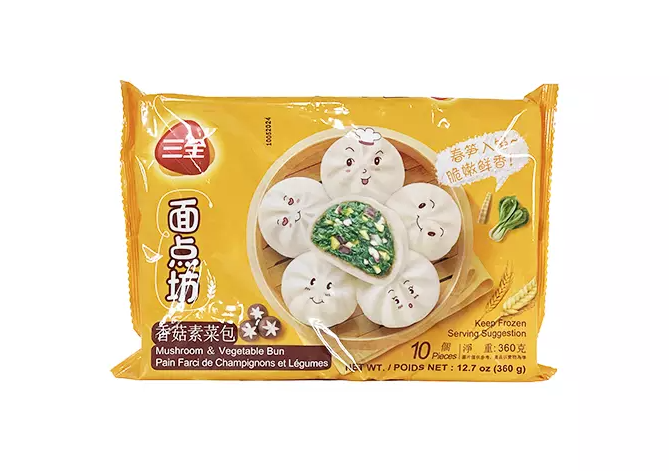 Steamed Bread With Mushroom/Vegetable Filling Frozen 360g San Quan China