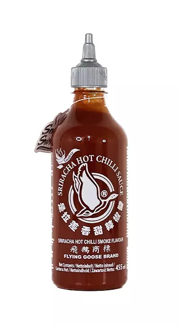 Sriracha Chilisås Med Smoked Smak 455ml Flying Goose Thailand