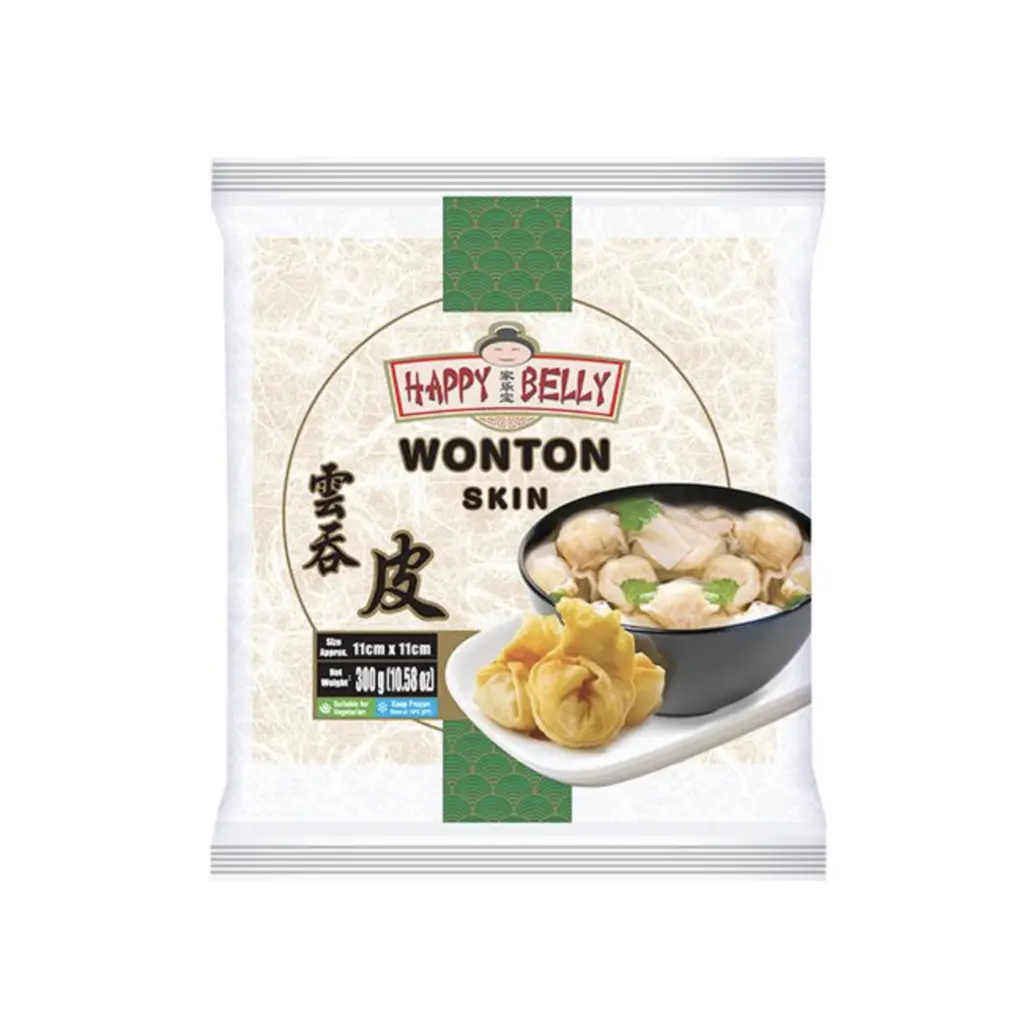 Wonton Dough 11cm Frozen 300g Happy Belly Netherlands