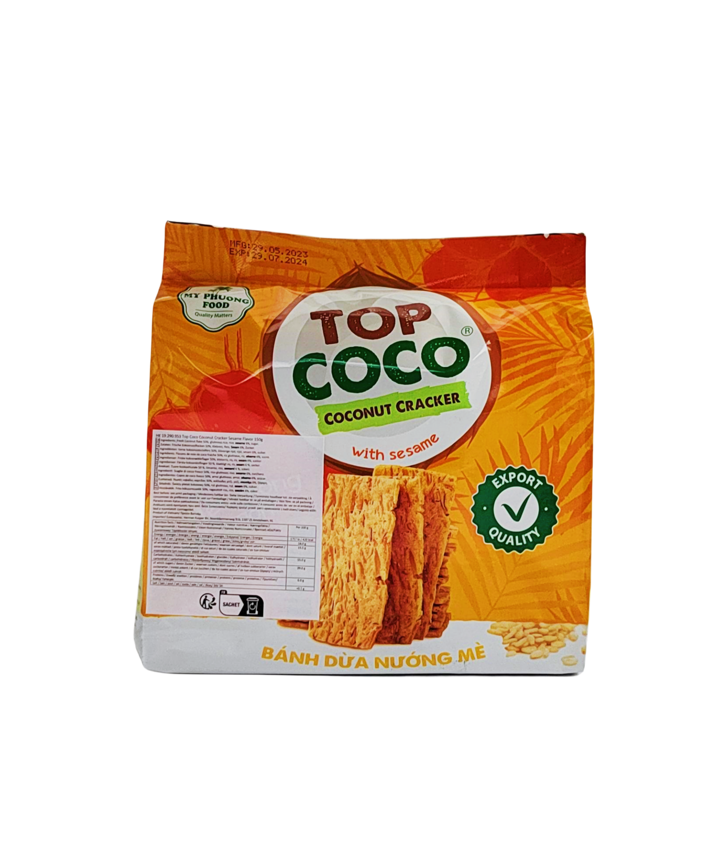 Kokosnöt Cracker Sesam Smak 150g Top Coco Vietnamn