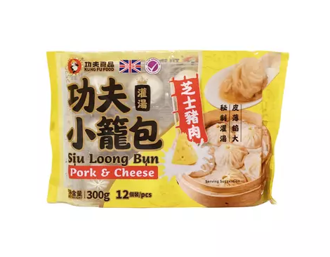 Fläsk/Ost Dumpling/Siu Loong Bun Fryst 300g Kung Fu Food UK