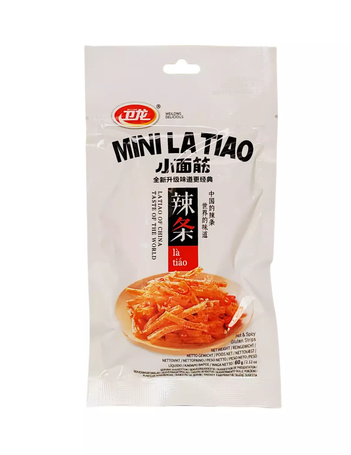 Gluten Snacks Spicy Strips 60g SMJ Wei Long Kina