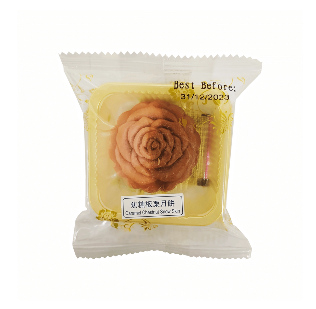 Månkaka/Mooncake Snow Skin Caramel Chestnut 45g/St-Yue Ban Huang Ting Kina