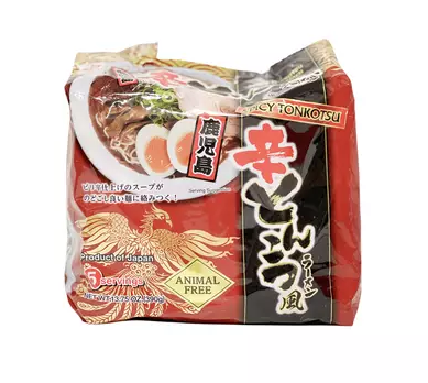 Instant Noodles Ramen Spicy Tonkotsu Flavour Kagoshima 390g Higashimaru Japan