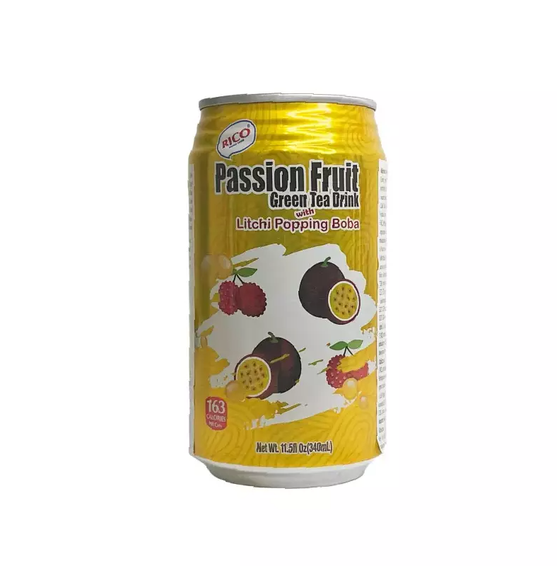 Grönt Te Med Passionfrukt/Lychee Popping Smak 340ml Rico Taiwan