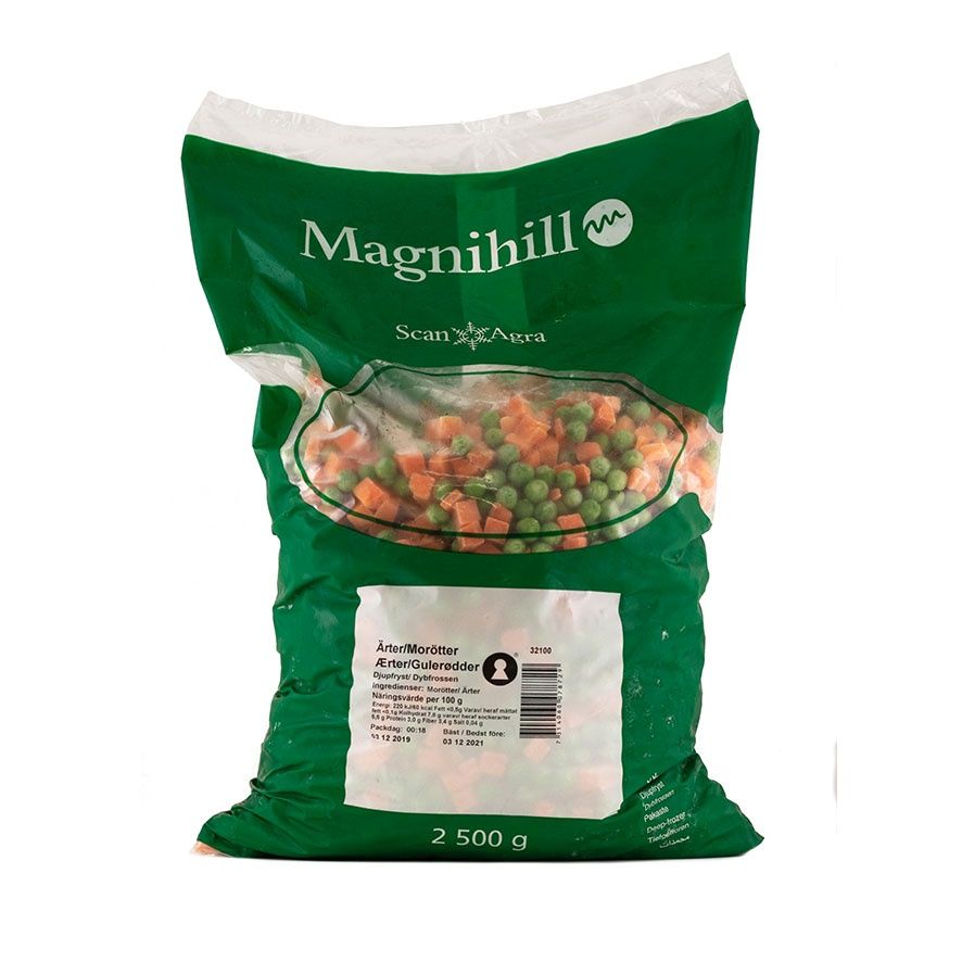 冷冻 綜合蔬菜（豌豆和胡萝卜）2.5公斤/袋 Magnihill 瑞典