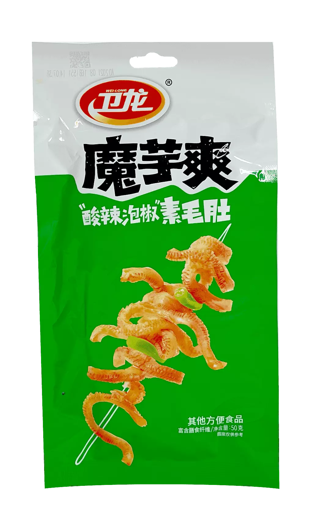 Konjac Snack Stark/Syrligt Smak 50g Wei Long Kina