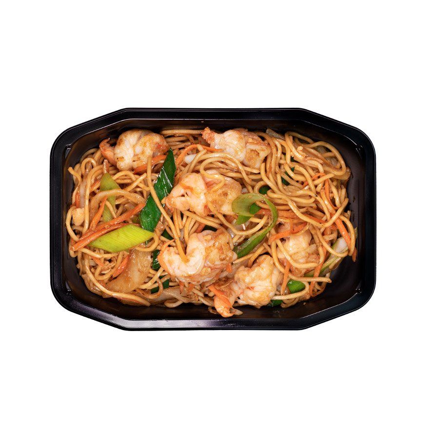 Wokade äggnudlar med räkor Sverige