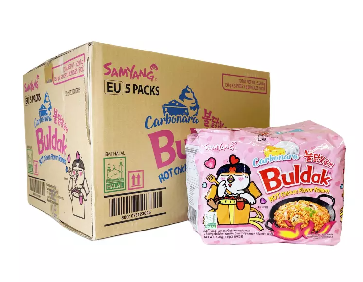 Instant noodles 8x650g/8x130gx5 bag Carbonara Samyang Korean