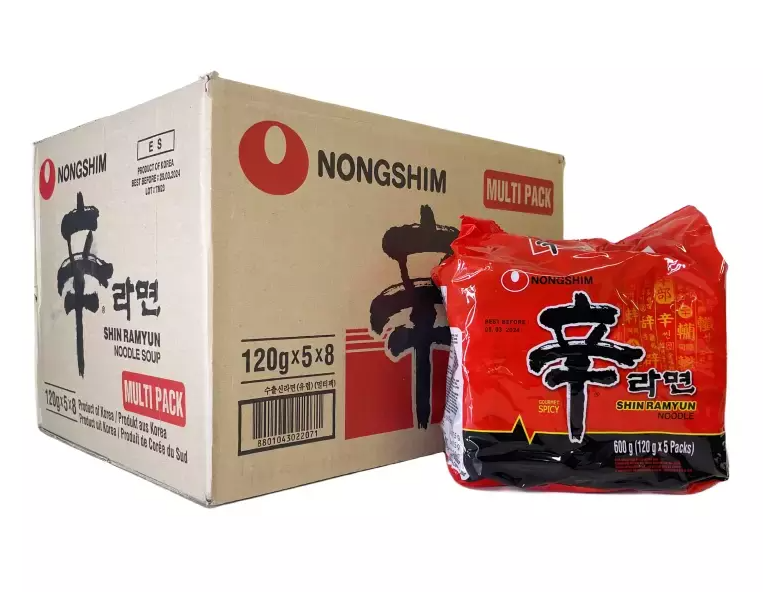 Snabbnudlar Stark Shin Ramyun 8x120gx5st/Förp Nongshim Korea