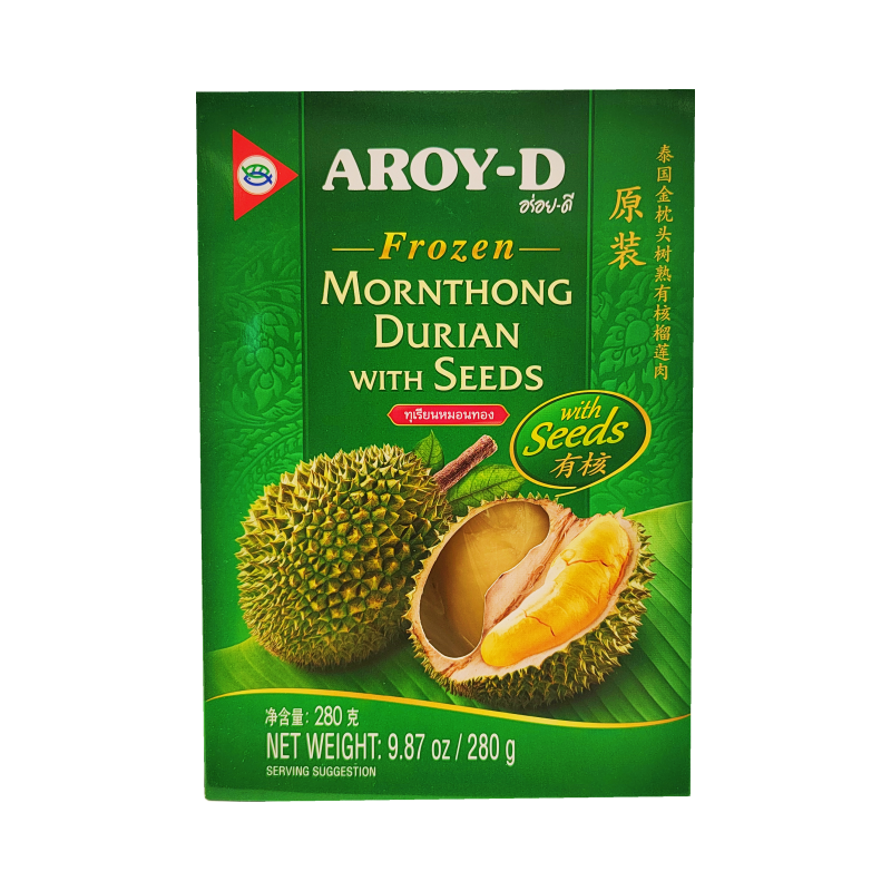 Durian Fruit Flesh With Core Mornthong Frozen 280g Aroy-D Thailand