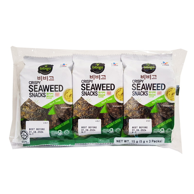 Crispy Seagrass Roasted Wasabi (3pcsx5g) Bibigo Korean
