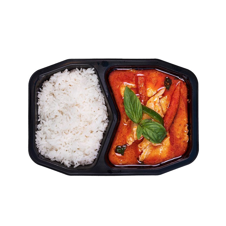 Kyckling med röd curry och kokosmjölk Sverige