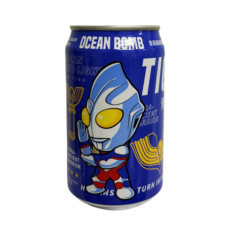 Ocean Bomb 全新动漫-超人力霸王 气泡饮料 青苹果风味 330ml-限量版!  中国