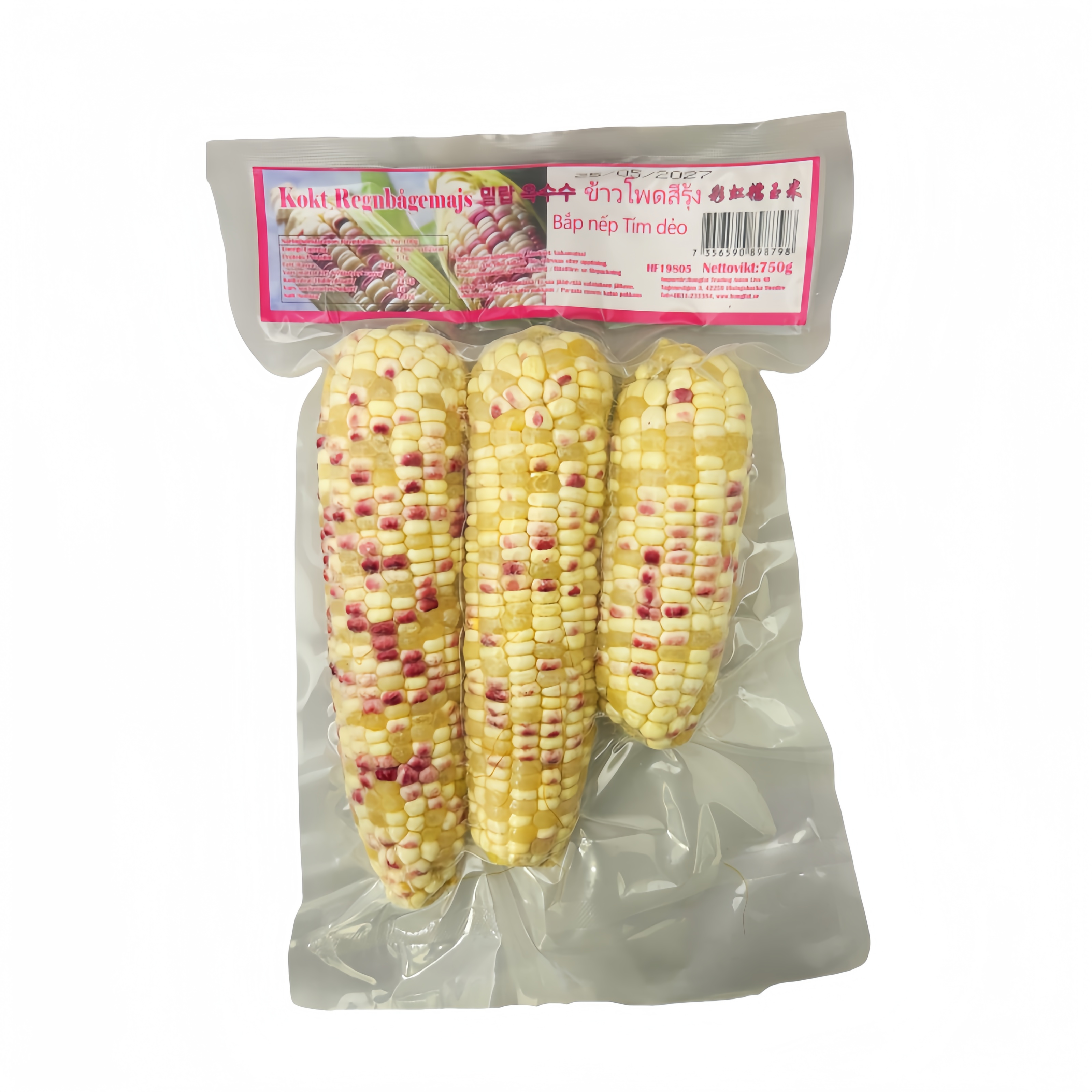 Maize Boiled Rainbow Frozen 750g Bap Nep Tim Deo Vietnam