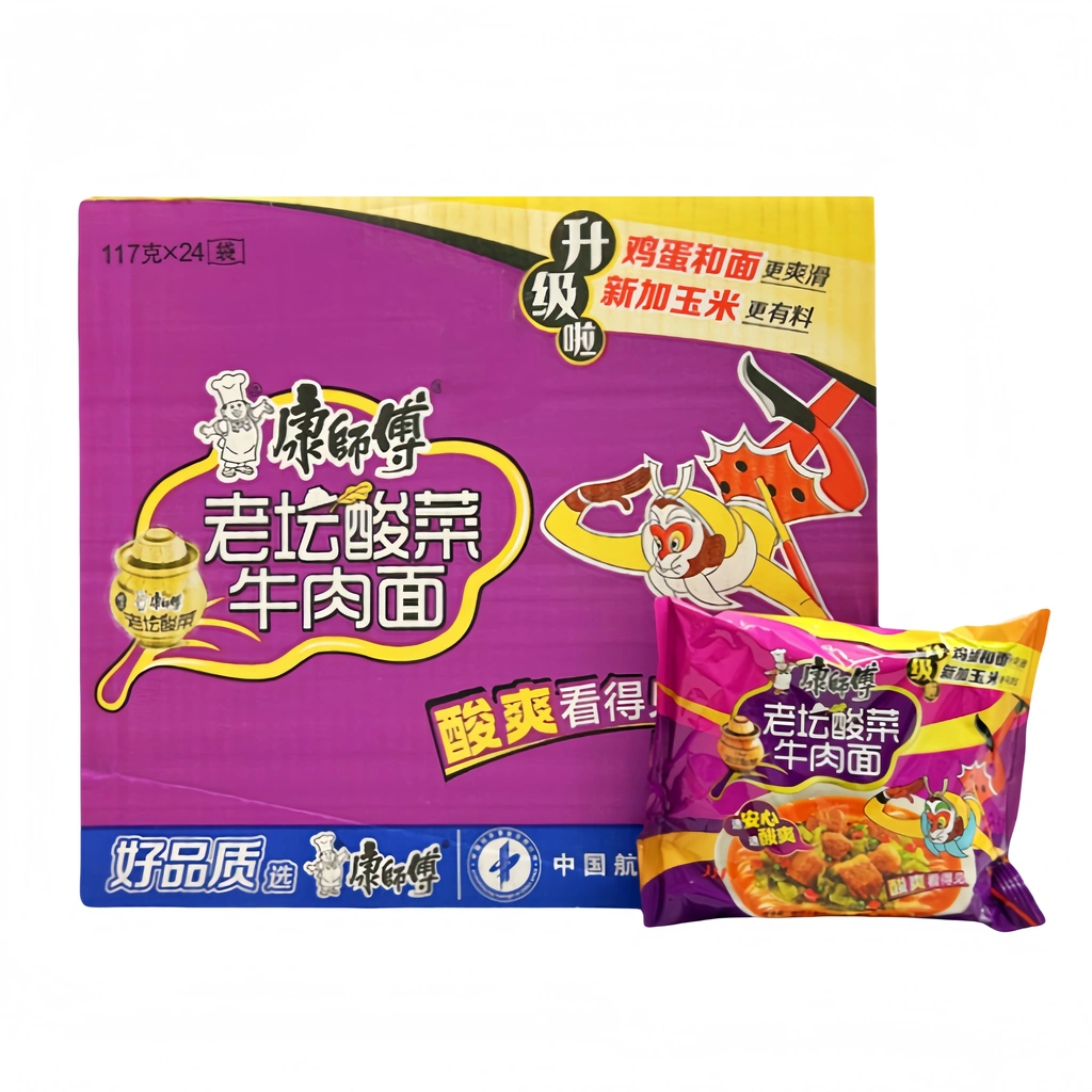 Instant Noodles Beef/Pickled Vegetables Flavor 117gx24st/Box KSF China