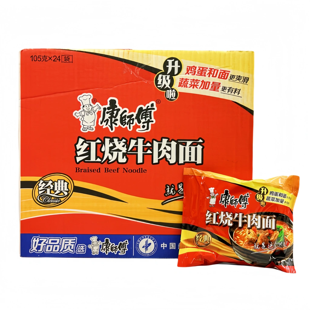 Snabbnudlar Röd Baräserad Biff Smak 105gx24st/Box KSF Kina