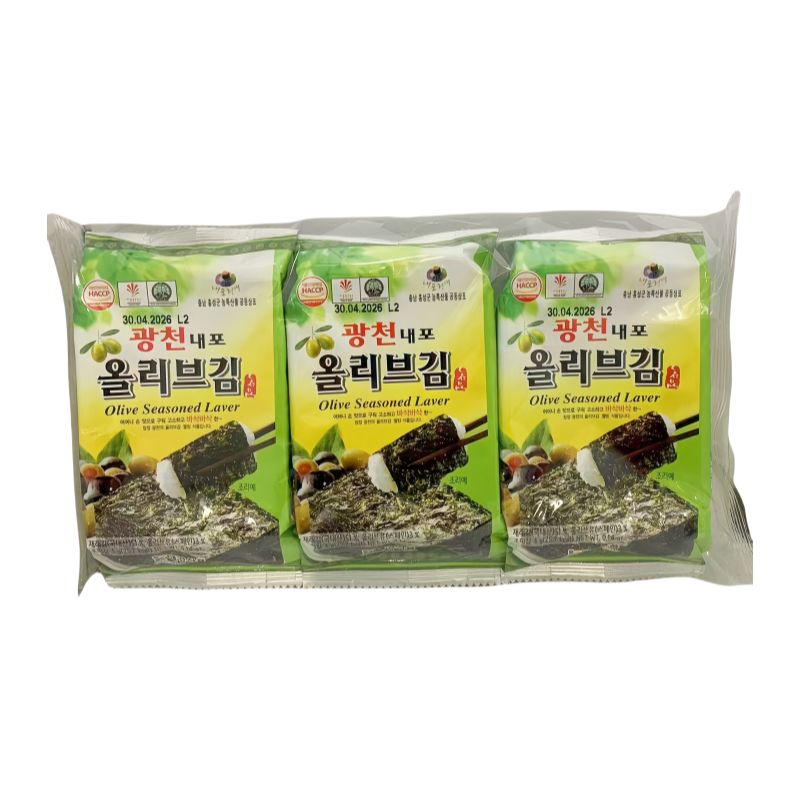 Crispy Seagrass Roasted Olive Oil (4gx3pcs) Korean