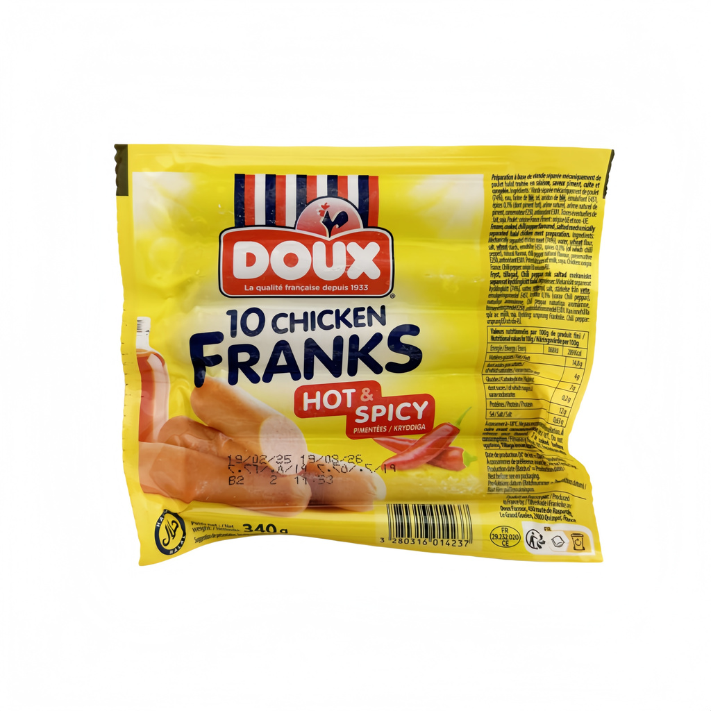 Franks Kycklingkorv Med Stark Chili Smak 340g Doux Frankrike