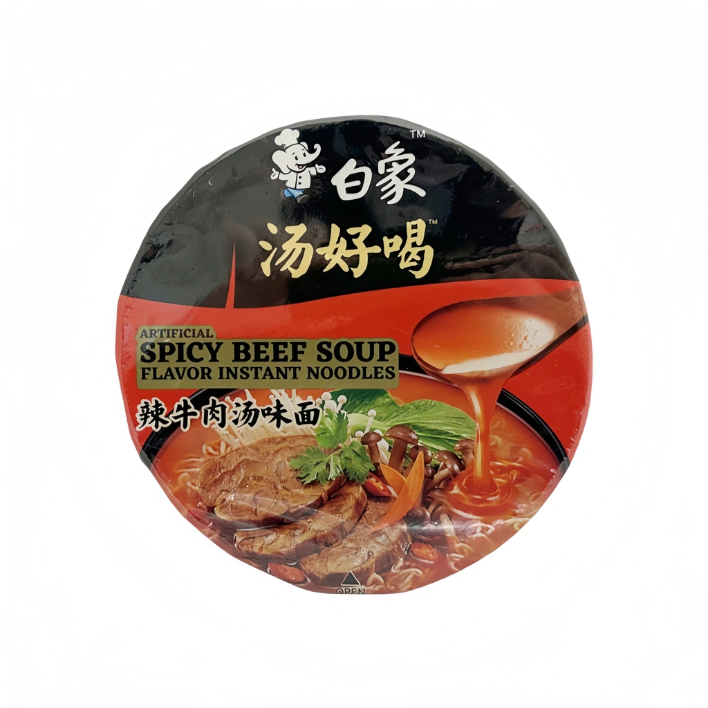 Instant Noodles Bowl Beef Spicy Flavour 107g Bai Xiang China