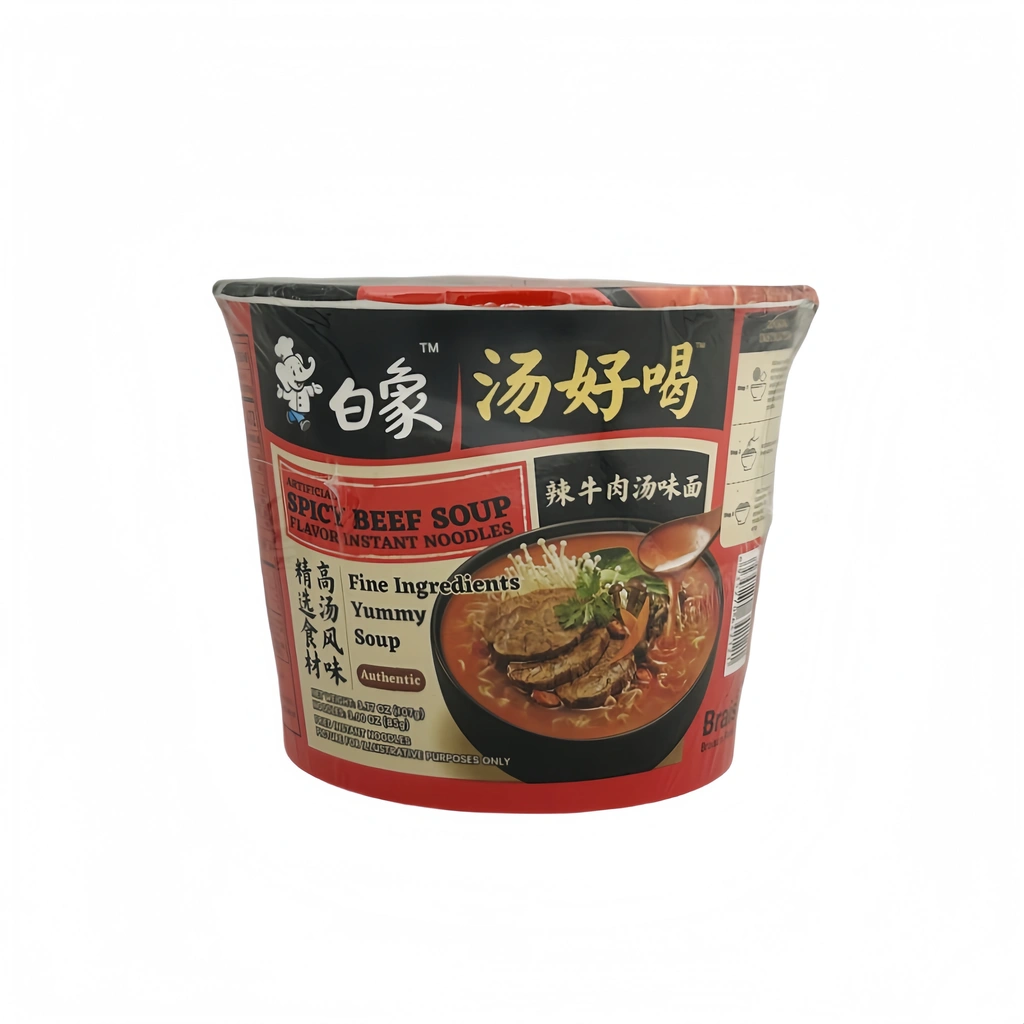 Instant Noodles Bowl Beef Spicy Flavour 107g Bai Xiang China