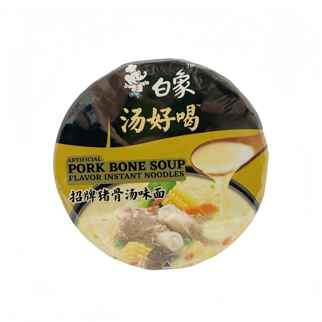 Snabbnudlar Bowl Med Fläsk Smak 107g Bai Xiang Kina