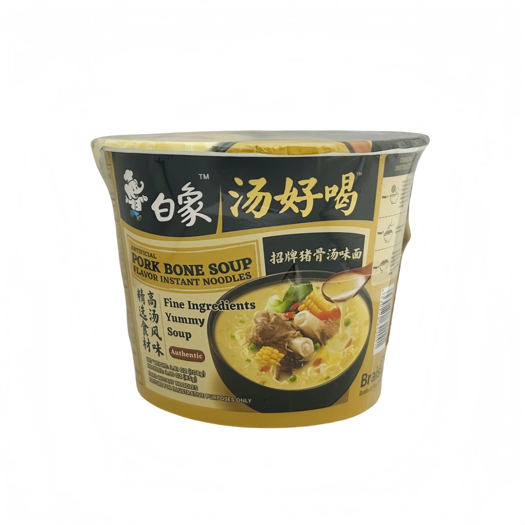 Snabbnudlar Bowl Med Fläsk Smak 107g Bai Xiang Kina