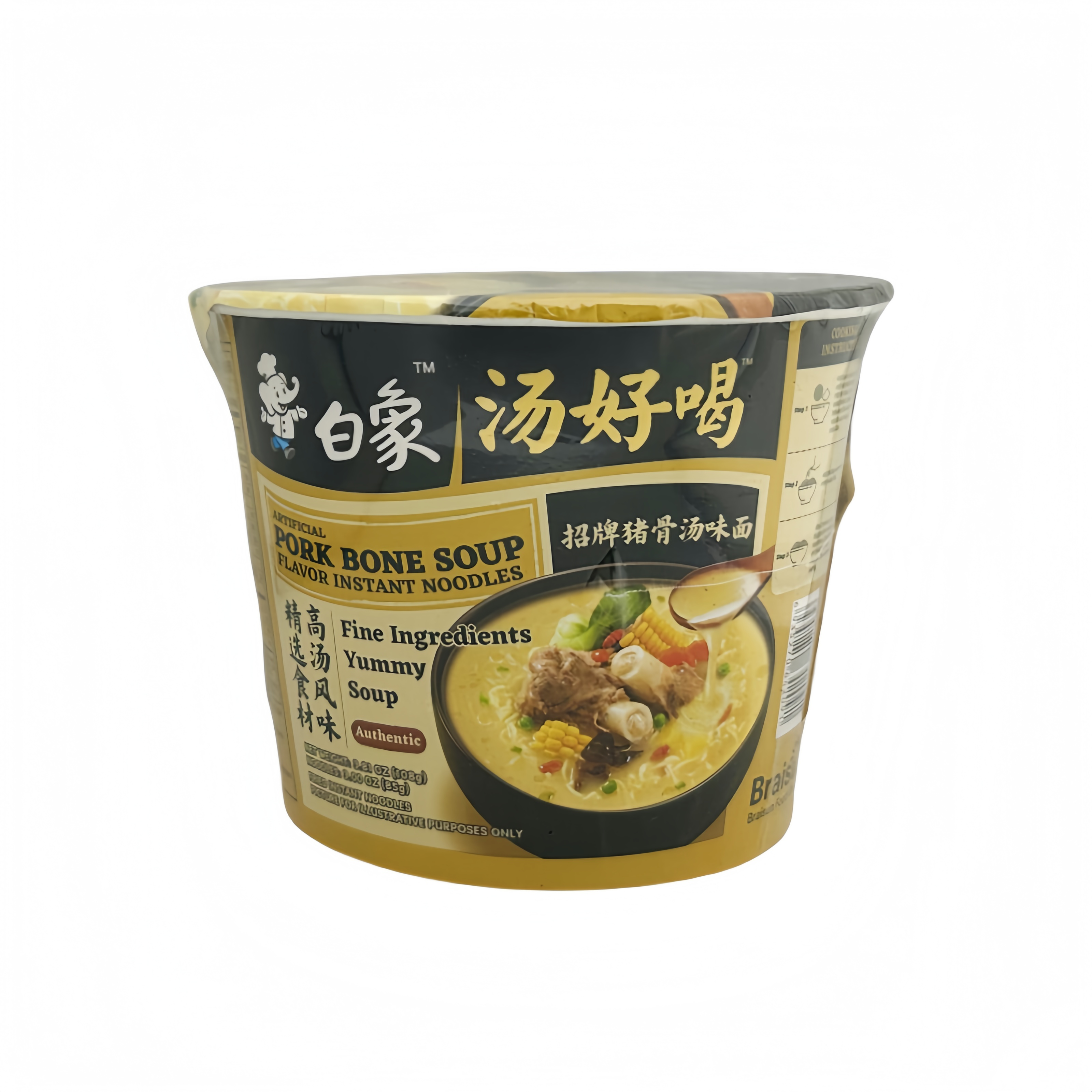 汤好喝 豚骨汤风味汤面 碗装 107g 白象 中国