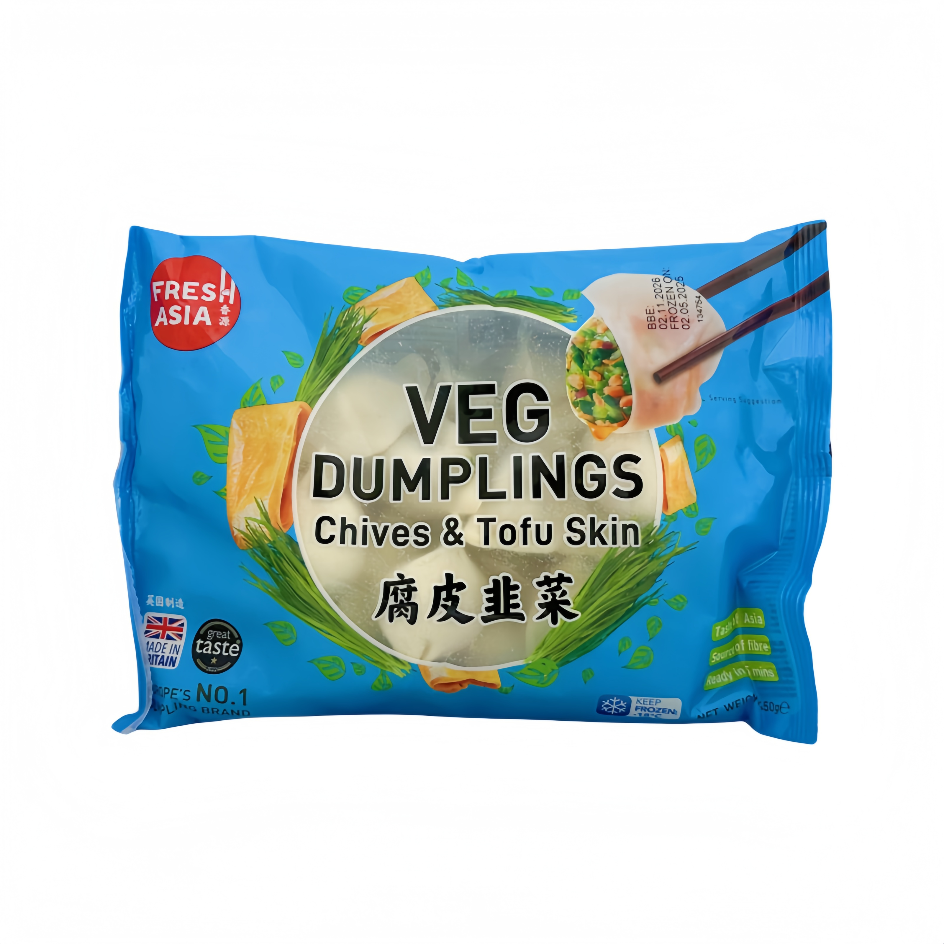 Dumpling Med Gräslök/Bean Curd Fyllning Fryst 450g Freshasia Kina