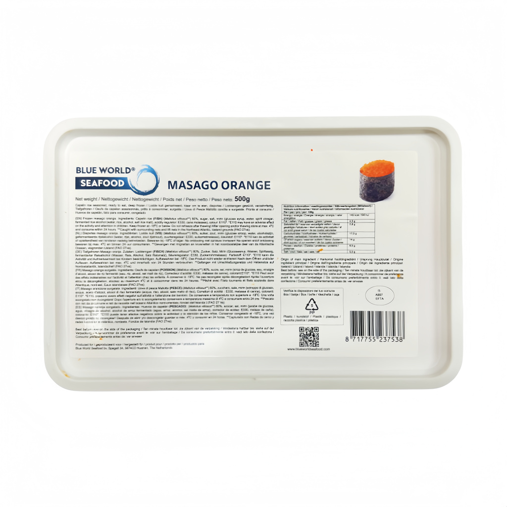Masago Orange Frozen 500g Blue World Seafood Iceland