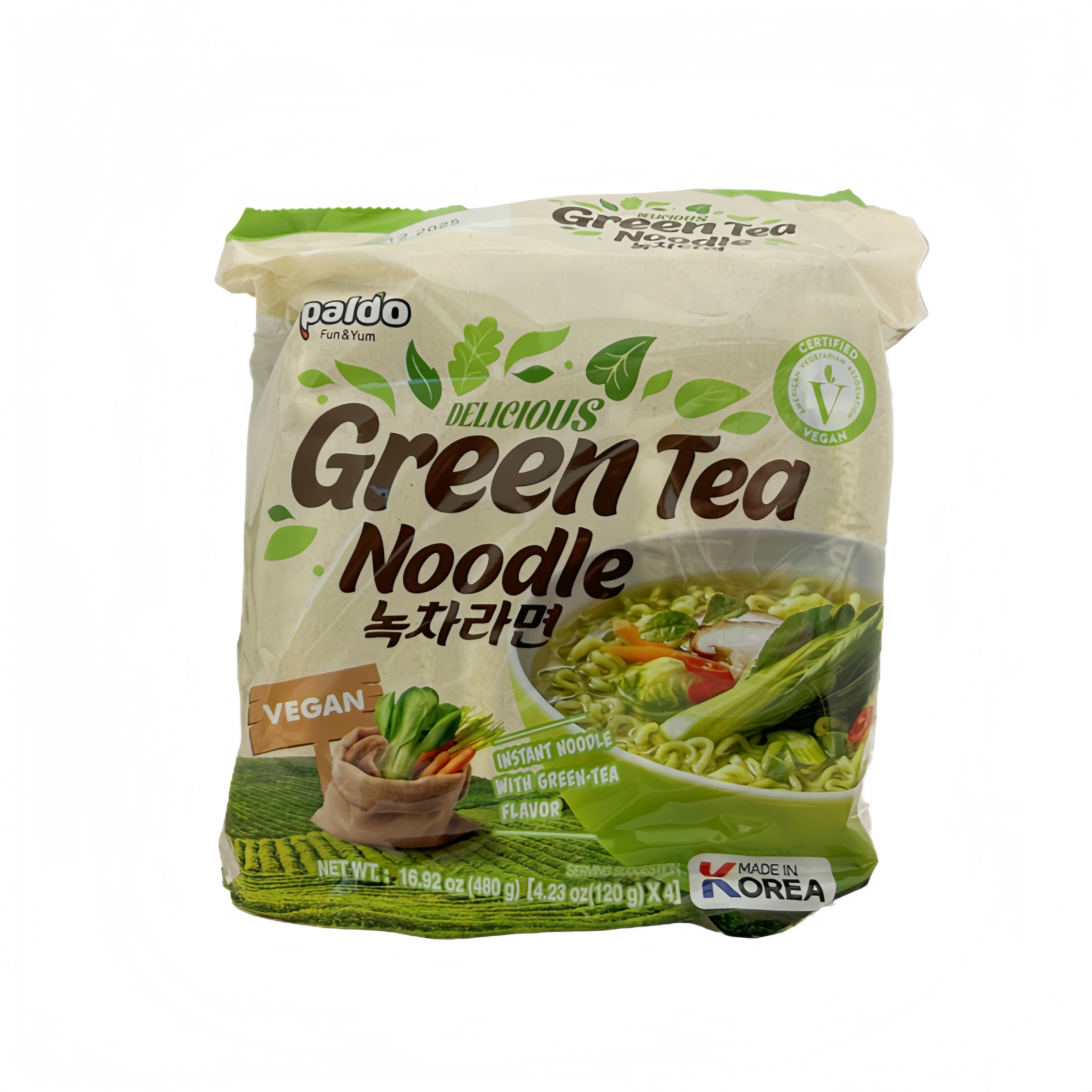 Snabbnudlar Grönt Te Nudlar 120gx4st/Förp Paldo Korean