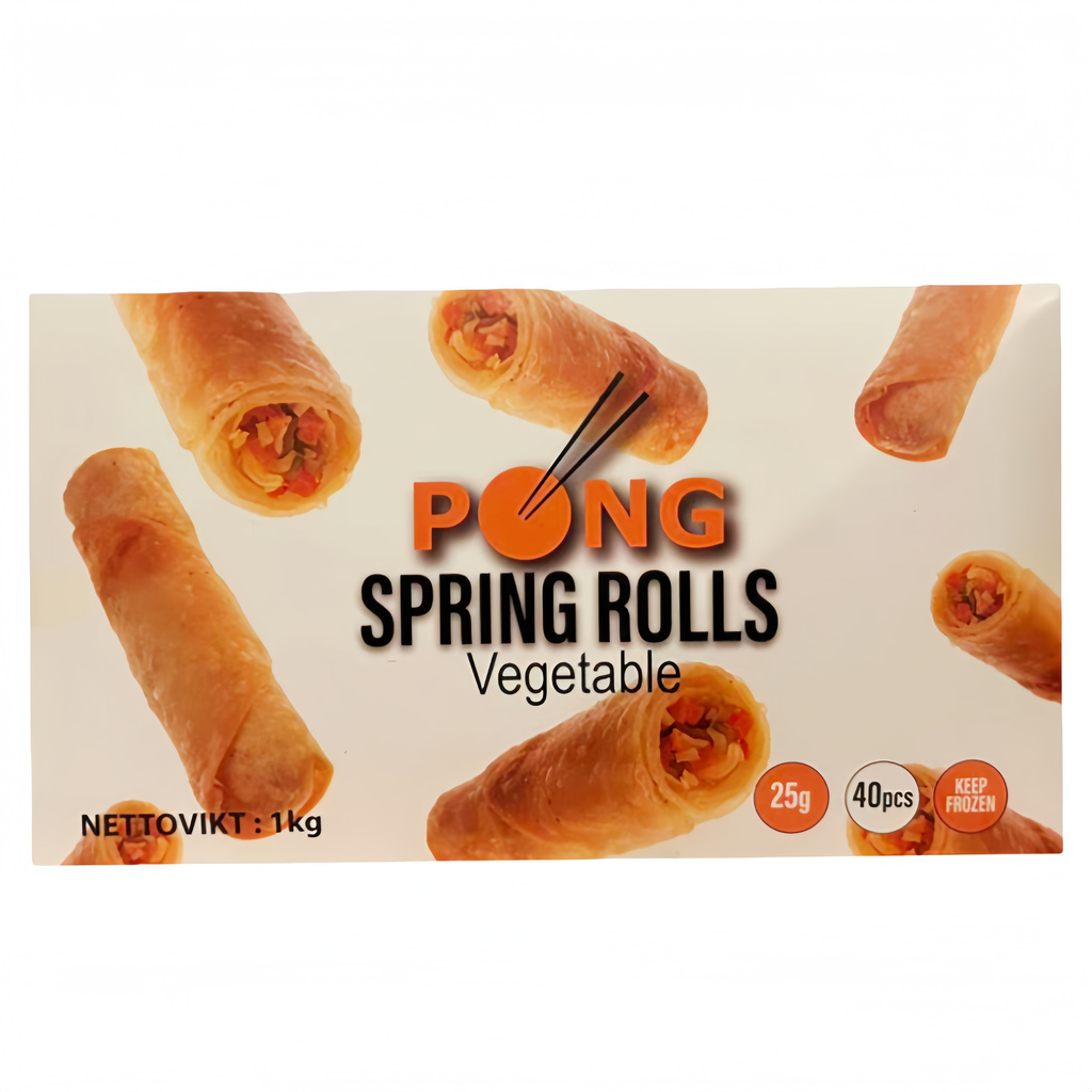 Vegetariska Vårrullar med Pepparsmak Fryst 40stx25g/1000g PONG Kina