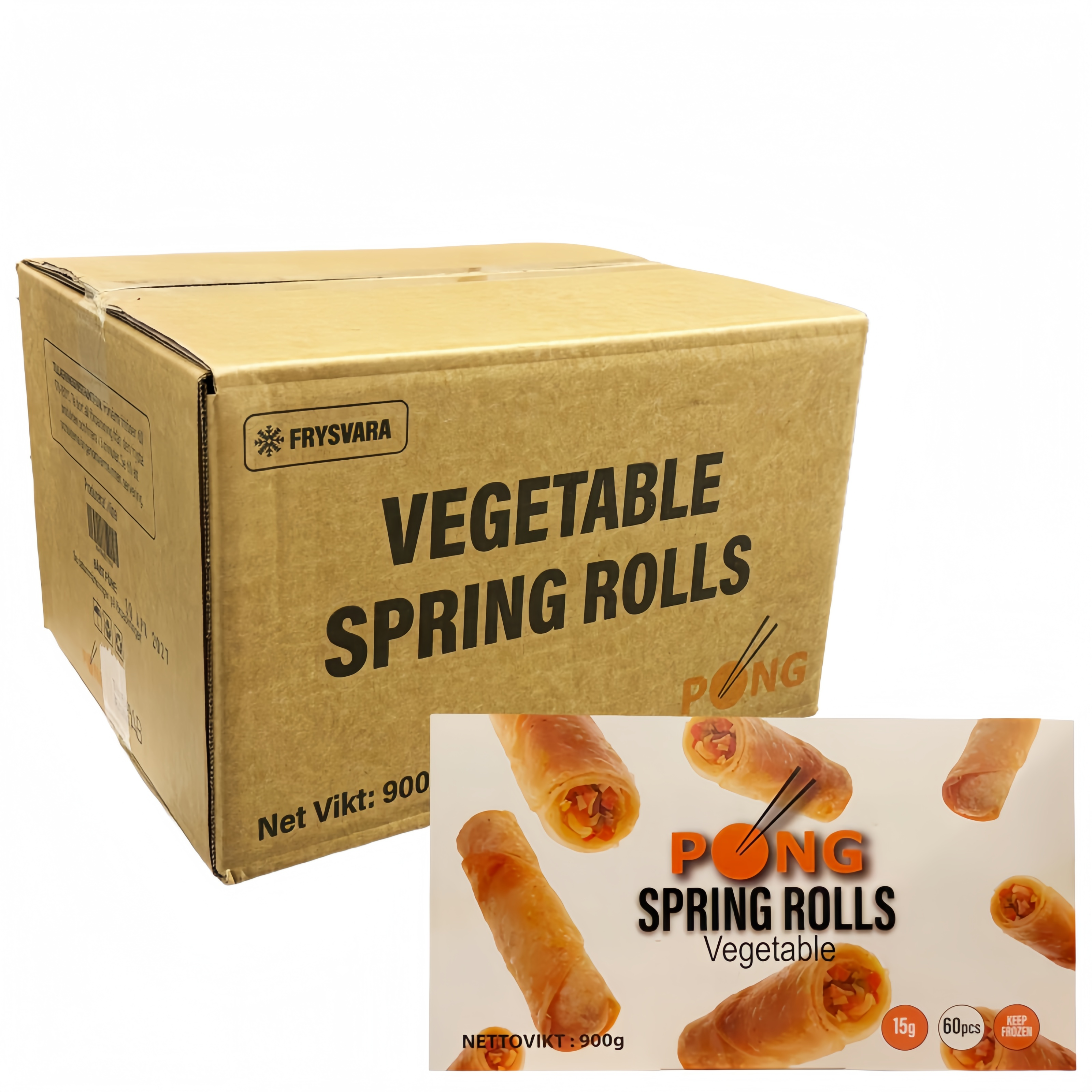 Vegetariska Vårrullar med Pepparsmak Fryst 10askarx60stx15g/krt PONG Kina