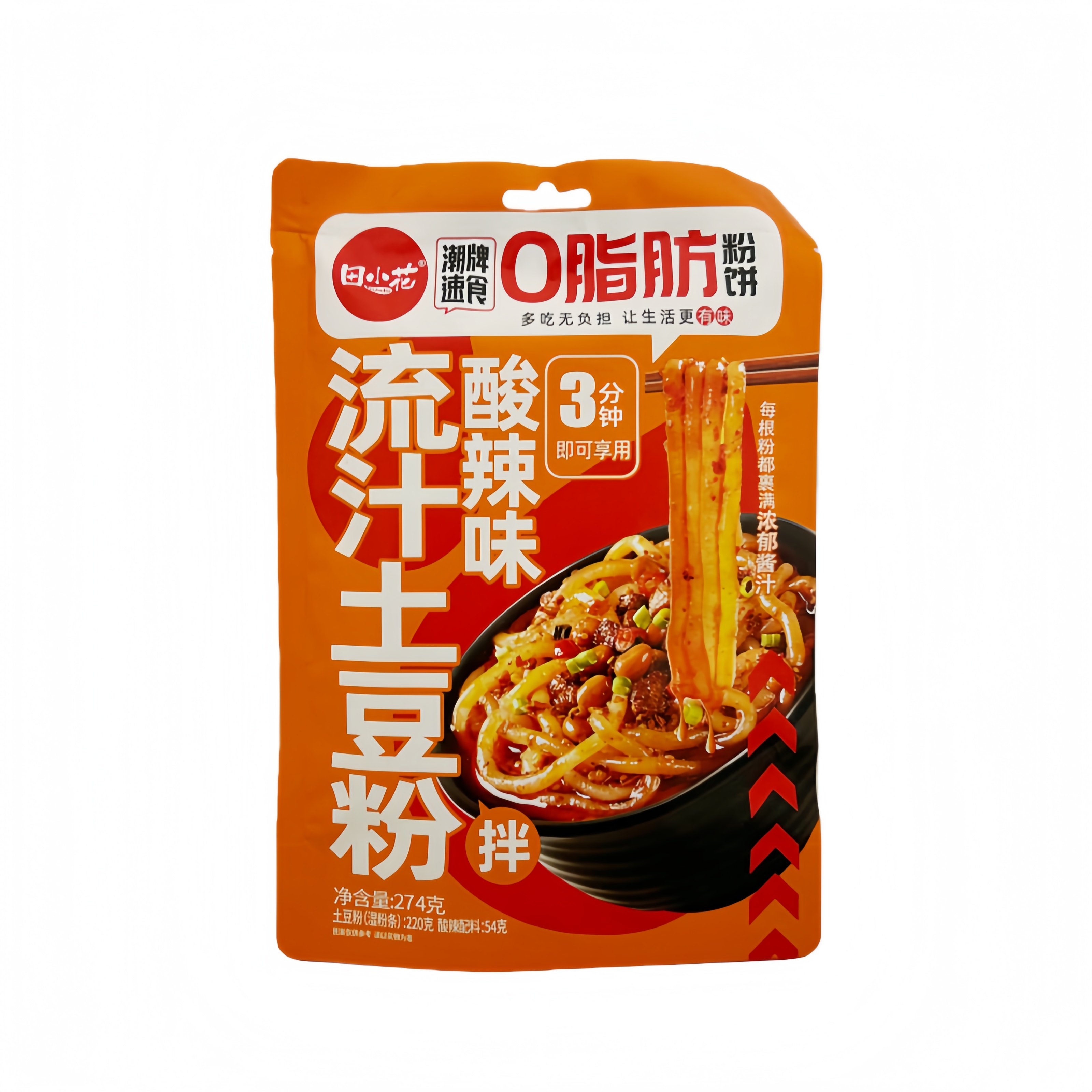 0 Fett Fett Potatisnudlar Med Sur/Stark Smak 274g Tian Xiao Hua Kina