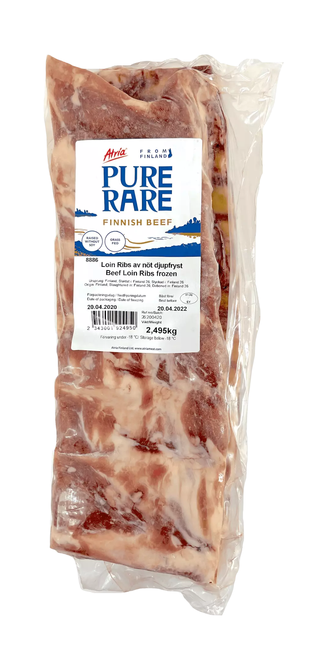 Beef Loin Ribs Frozen ca3kg, The price refers to 3kg Finland