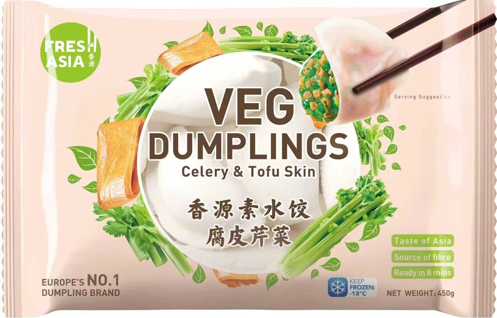 Dumpling Med Bean Curd/Selleri Fyllning Fryst 450g Freshasia Kina