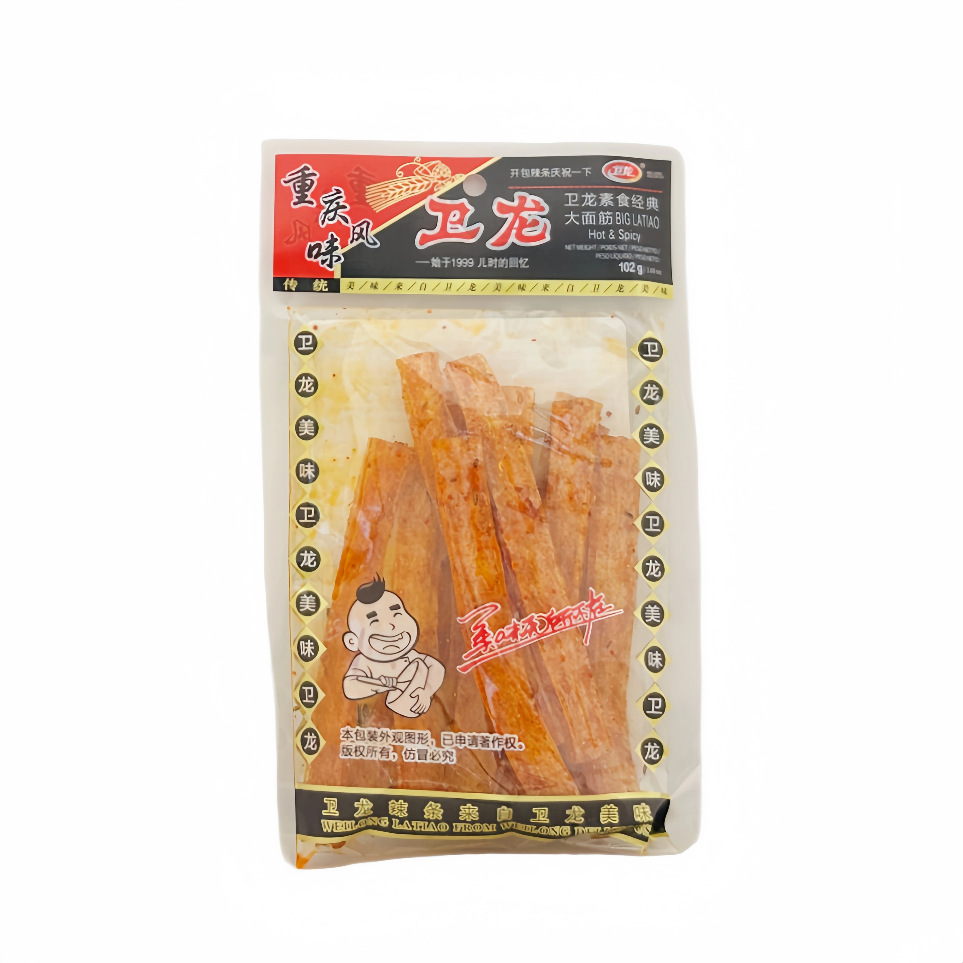 Gluten Snacks Spicy Strips 102g DMJ Wei Long Kina