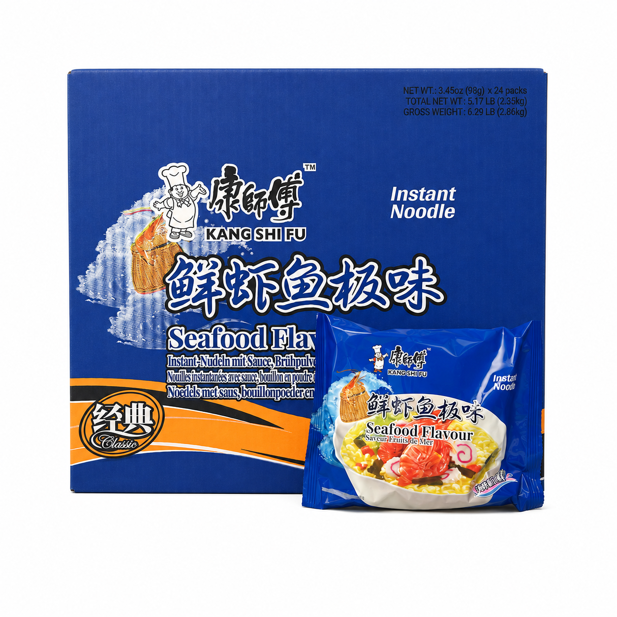方便面 鲜虾鱼板风味 98gx24st/箱 康师傅 中国