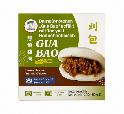 Ångande Bao Bröd/Gua Bao Fylld Med Teriyaki Kyckling Fryst 200g TCT Kina