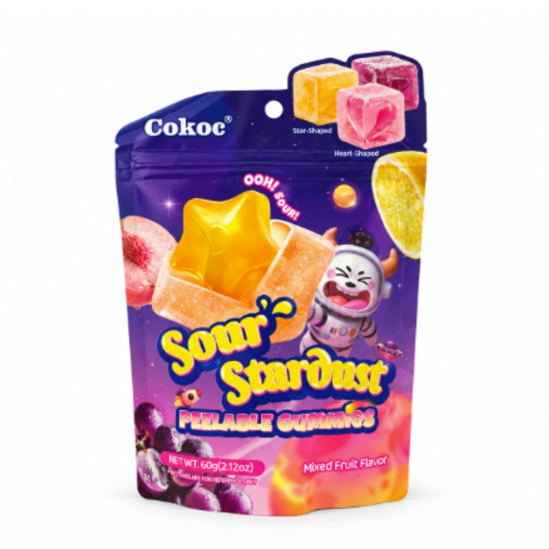 Sour Star Peeling Gummy Med Blandad Frukt Smak 60g Cokoc Kina