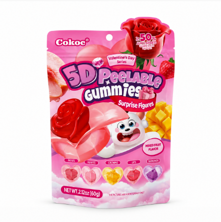 5D Peelable Gummies Surprise Figures Med Mixed Frukt Smak 60g Cokoc Kina