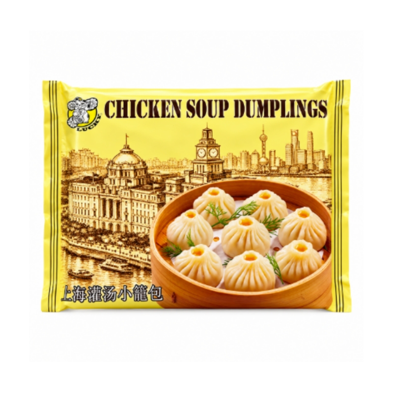 Kycklingsoppa Dumpling/Siu Loong Bun Fryst 450g Lucky Katt Kina